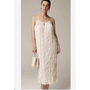 J. Crew Cream Textured Midi Slip Dress